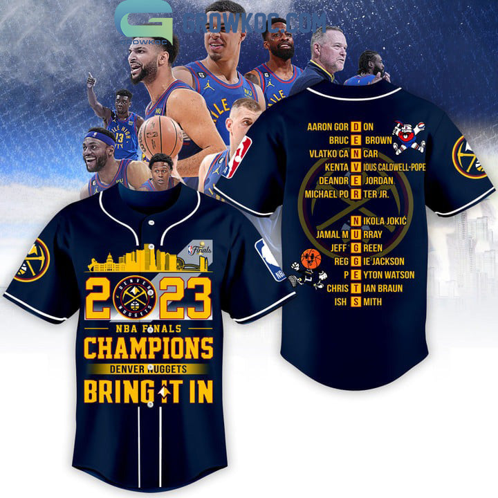 Denver Nuggets 2023 NBA Finals Champions Midnight Blue Design Baseball Jersey baseball jersey product view 1