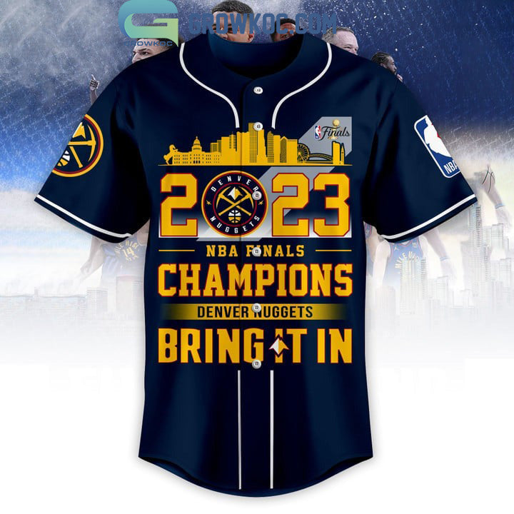 Denver Nuggets 2023 NBA Finals Champions Midnight Blue Design Baseball Jersey baseball jersey product view 2