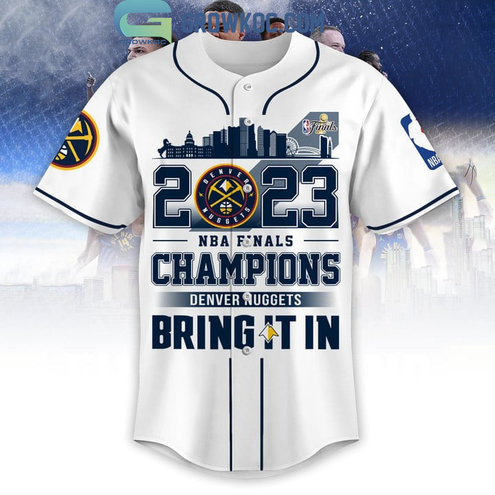 Denver Nuggets 2023 NBA Finals Champions White Design Baseball Jersey baseball jersey product view 2