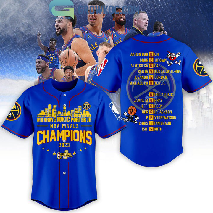 Denver Nuggets Finals Champions City Of Champions 2023 Blue Design Baseball Jersey baseball jersey product view 1