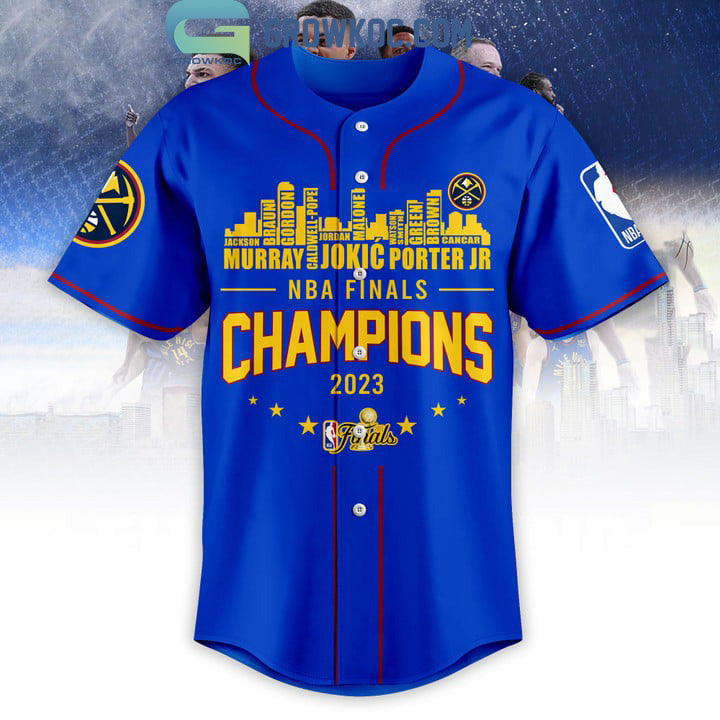 Denver Nuggets Finals Champions City Of Champions 2023 Blue Design Baseball Jersey baseball jersey product view 2