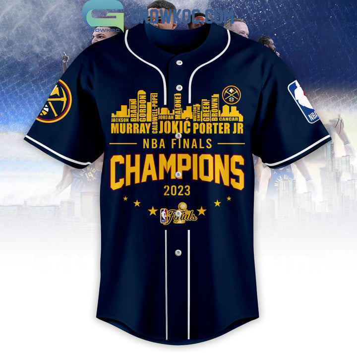 Denver Nuggets Finals Champions City Of Champions 2023 Midnight Blue Design Baseball Jersey baseball jersey product view 2