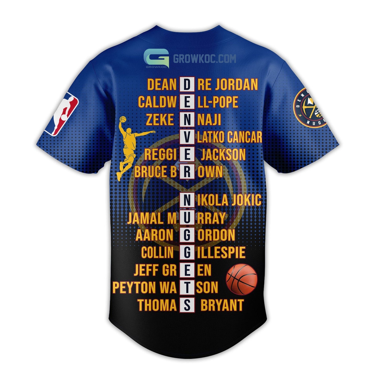 Denver Nuggets Love Team 2023 National Basketball Association Champions Black Blue Design Baseball Jersey baseball jersey product view 4
