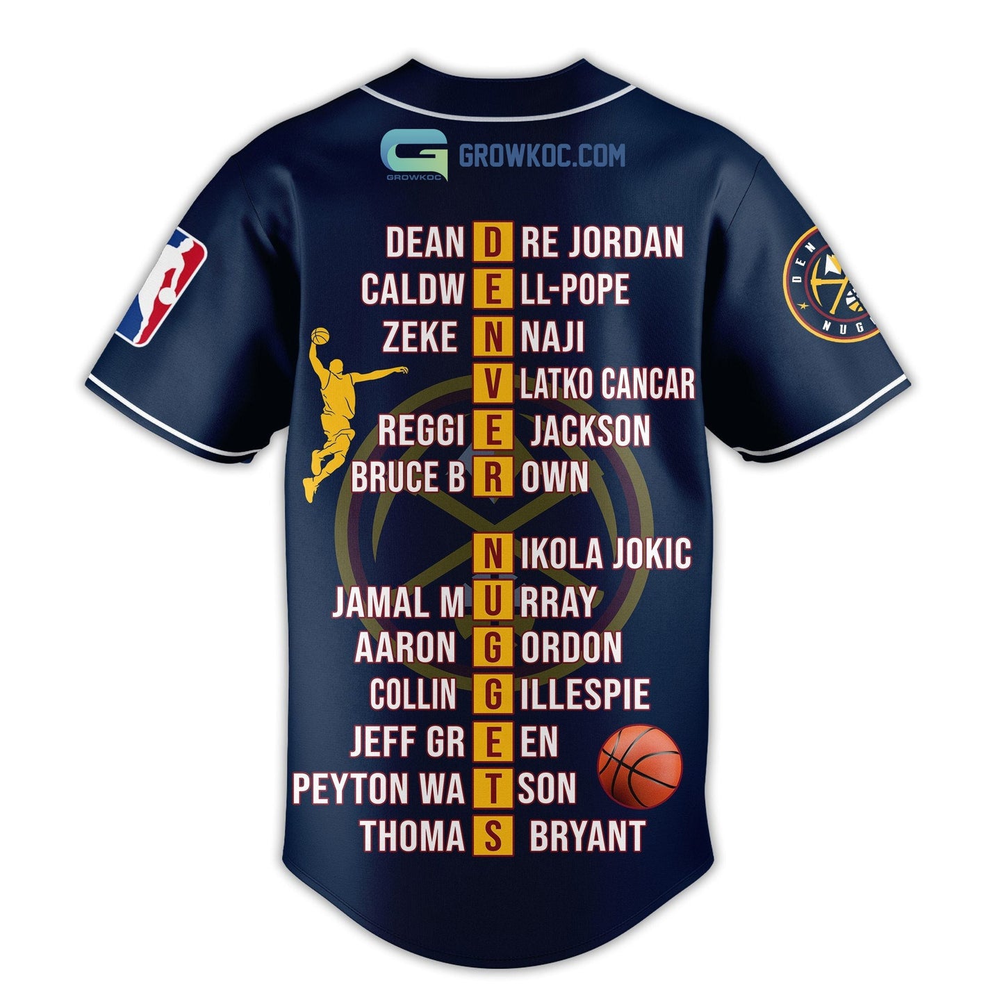 Denver Nuggets Love Team 2023 National Basketball Association Champions Navy Design Baseball Jersey baseball jersey product view 2