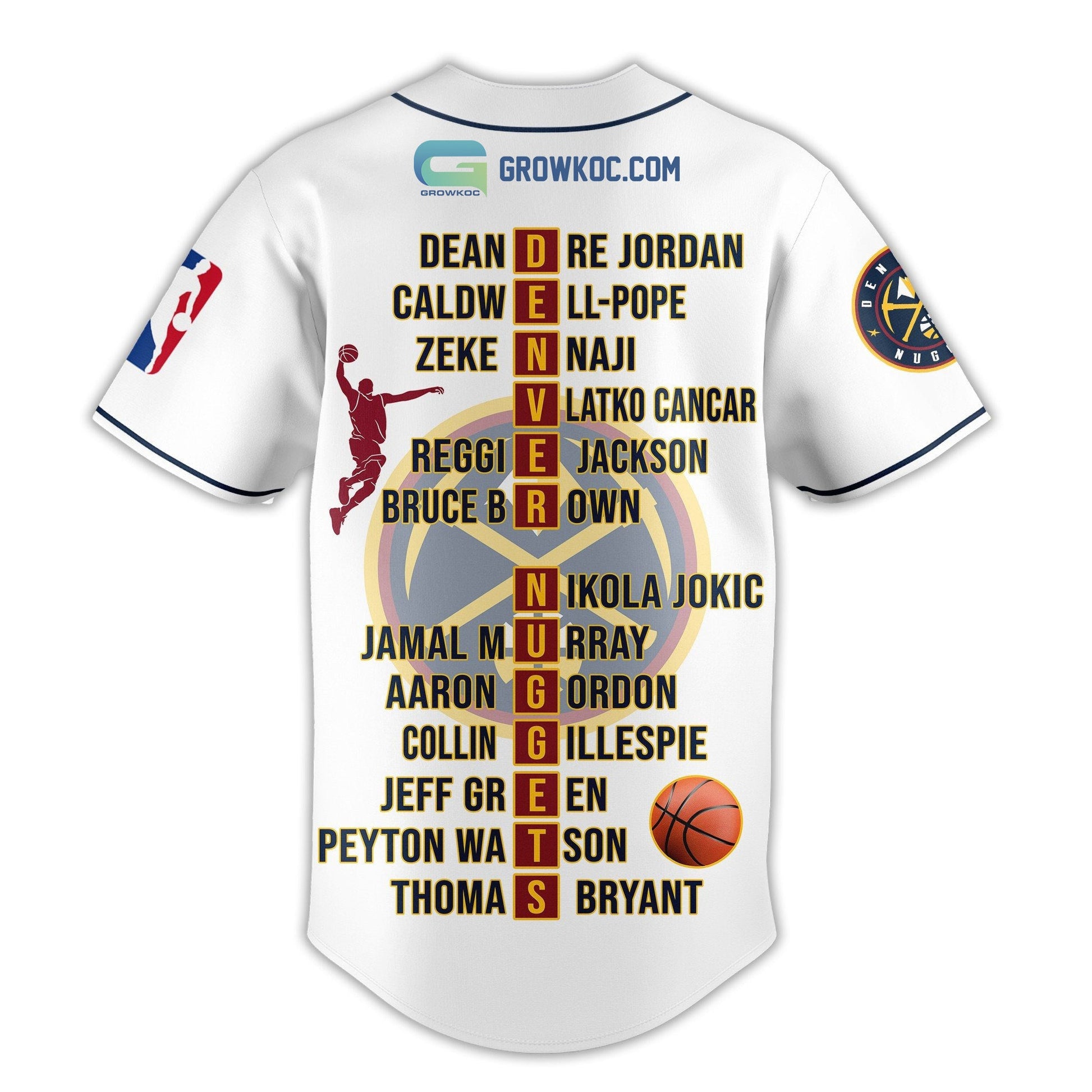 Denver Nuggets Love Team 2023 National Basketball Association Champions White Design Baseball Jersey baseball jersey product view 3