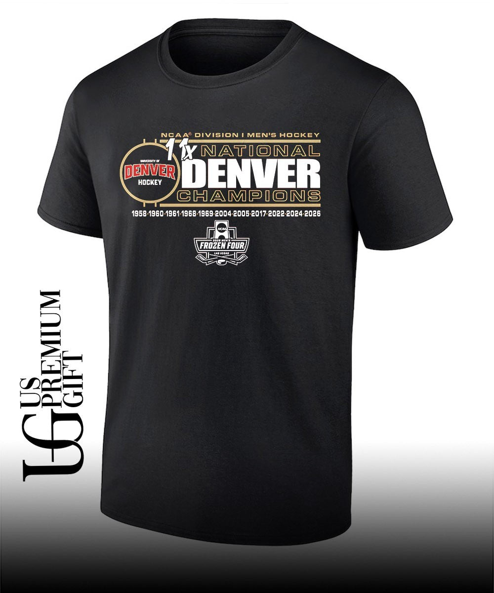 Denver Pioneers 11-Time NCAA Frozen Four Mens Ice Hockey National Champions T-shirt Unisex T-shirt, Sweatshirt, Hoodie, Long Sleeve Tee - T-Shirt, Sweatshirt, Hoodie