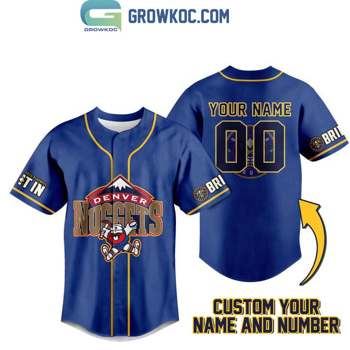 Denver Nuggets Personalized 2023 Playoffs Blue Design Baseball Jersey baseball jersey product view 1
