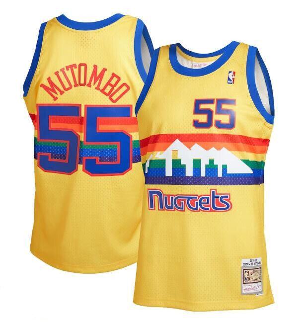 Denver Nuggets Active Player Custom Yellow Mitchell & Ness 1991-92 Hardwood Basketball Jersey basketball jersey product view 1