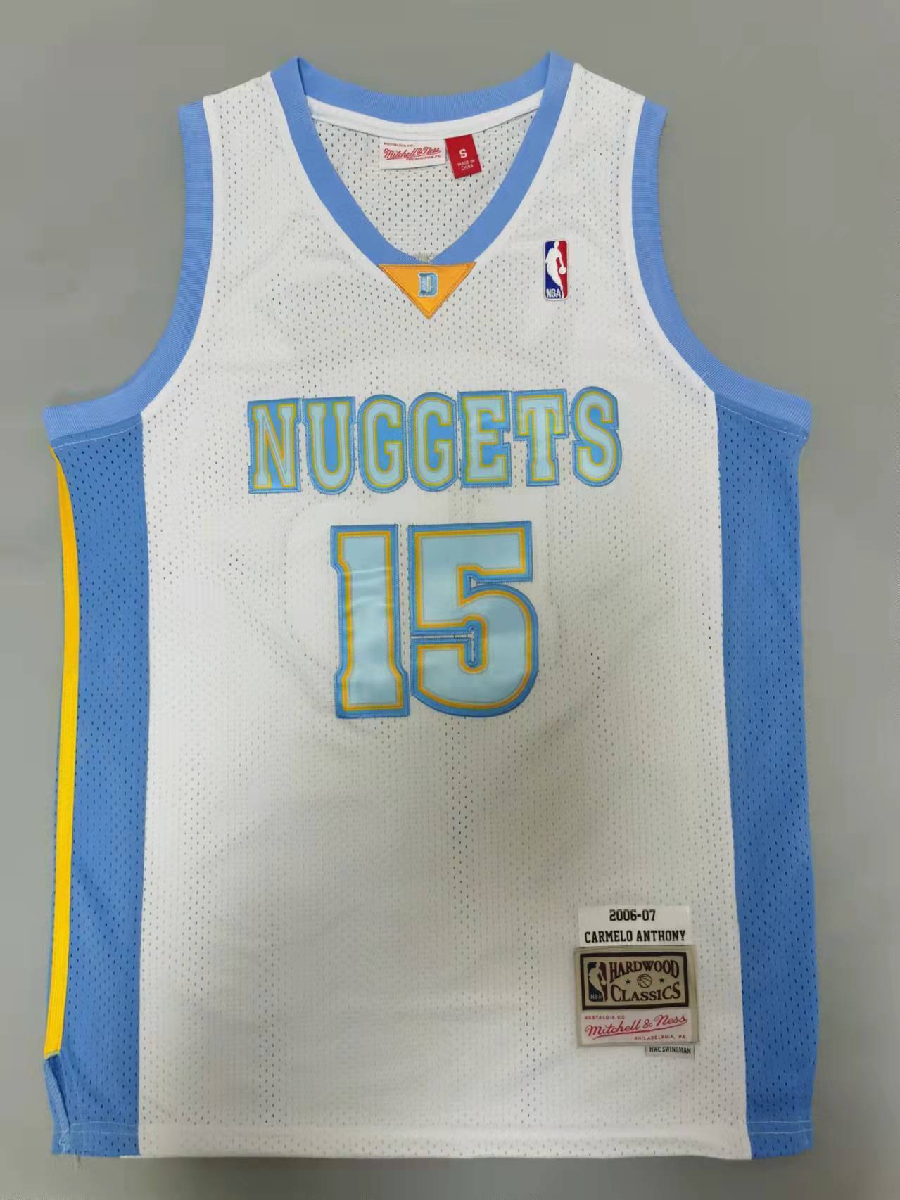 Denver Nuggets #15 Anthony throwback jersey white Style 4 Basketball Jersey basketball jersey product view 1
