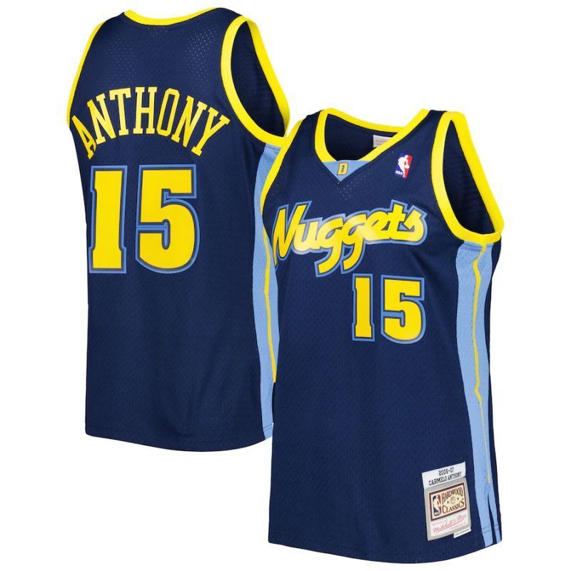 Denver Nuggets #15 Carmelo Anthony Nuggets 3 # Iverson mitchell&ness Retro Black Jersey Style 3 basketball jersey product view 1