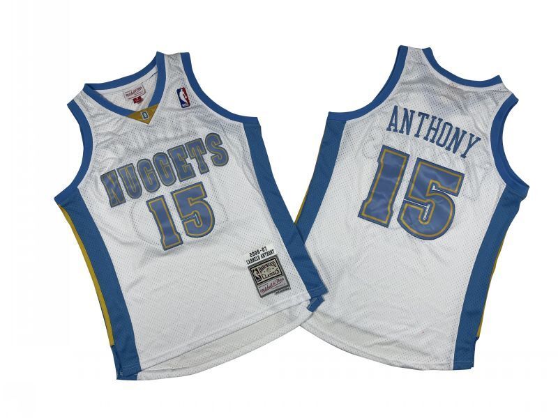 Denver Nuggets #15 Carmelo Anthony m&n jersey white Basketball Jersey basketball jersey product view 1
