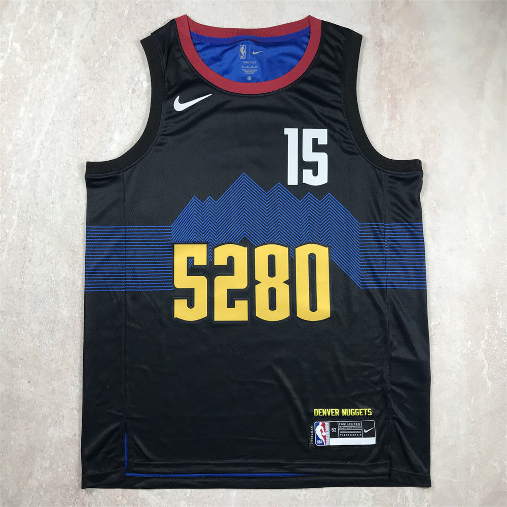 Denver Nuggets #15 Nikola Jokic Hot Press Nuggets 15 Black City S-XXL Style 2 Basketball Jersey basketball jersey product view 1