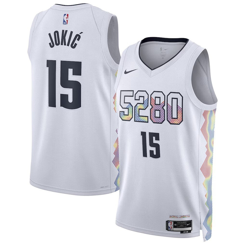 Denver Nuggets #15 Nikola Jokic Unisex 202425 Swingman Player Jersey - City Edition - White basketball jersey product view 1