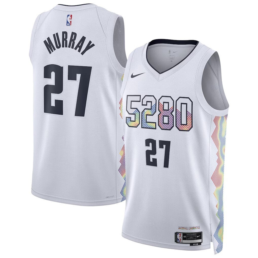 Denver Nuggets #27 Jamal Murray Unisex 202425 Swingman Player Jersey - City Edition - White basketball jersey product view 1