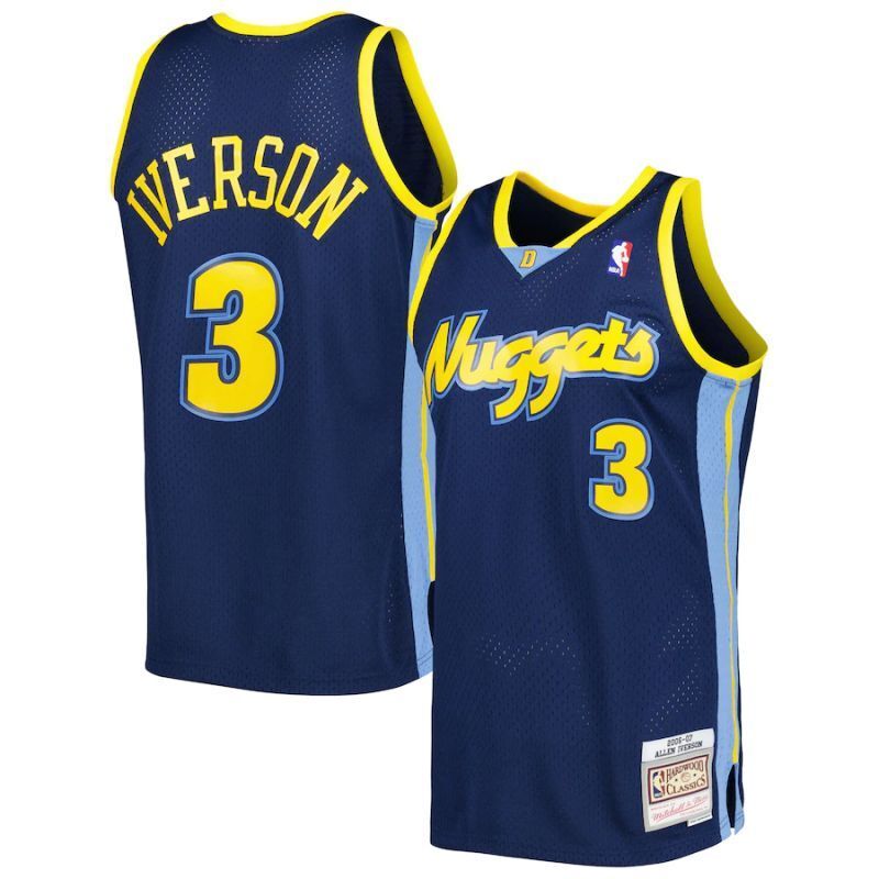 Denver Nuggets #3 Allen Iverson Nuggets 3 # Anthony mitchell&ness Retro Black Jersey Style 3 basketball jersey product view 1