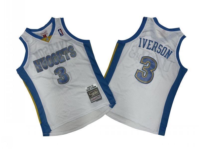 Denver Nuggets #3 Allen Iverson m&n jersey white Basketball Jersey basketball jersey product view 1