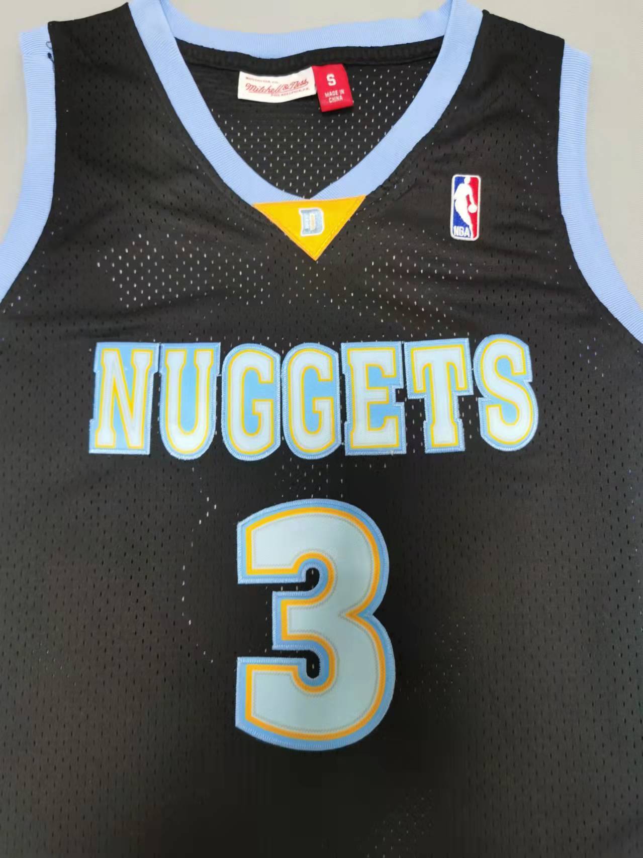 Denver Nuggets #3 Iverson throwback jersey black Style 1 Basketball Jersey basketball jersey product view 1