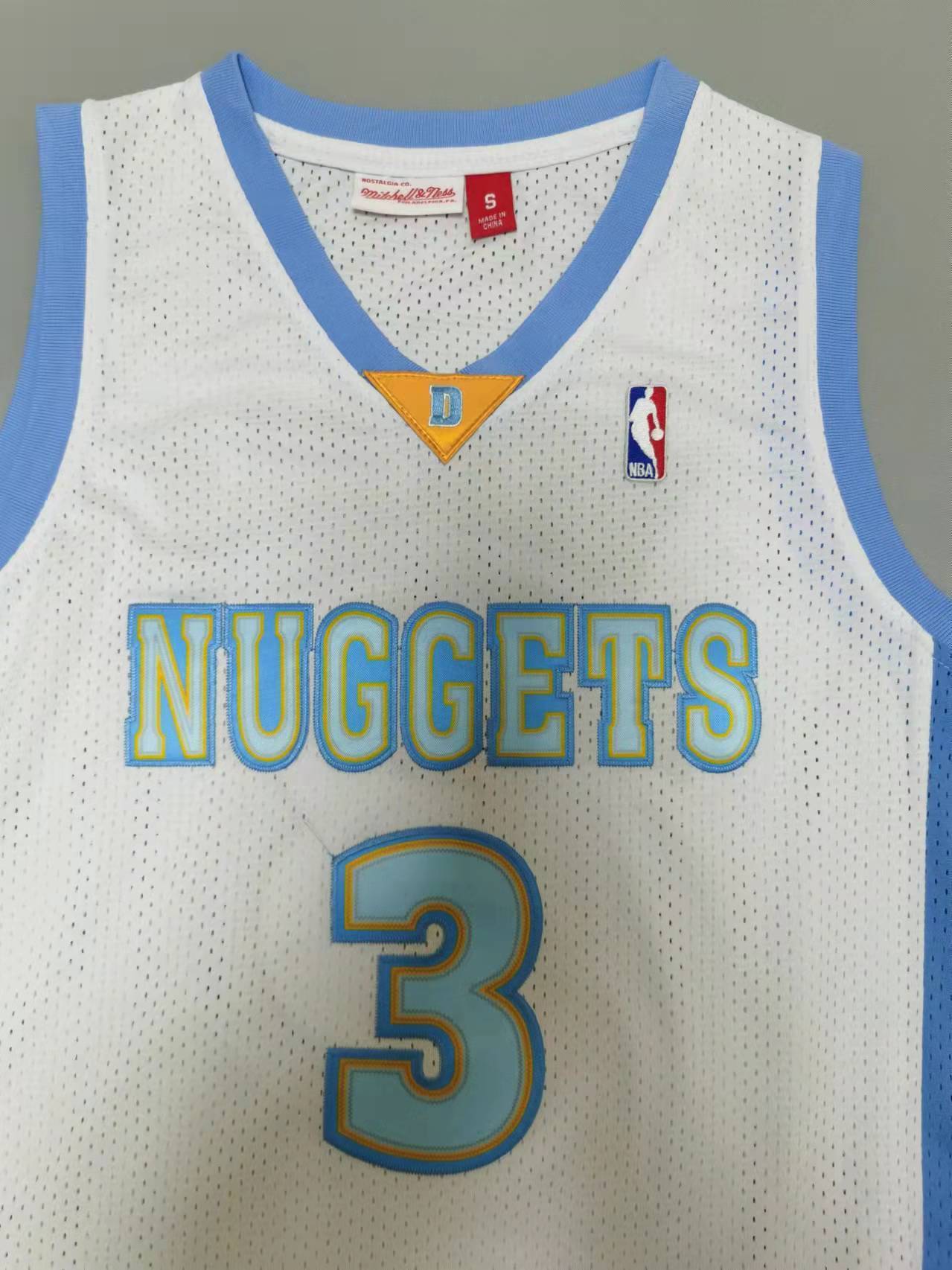 Denver Nuggets #3 Iverson throwback jersey white Style 1 Basketball Jersey basketball jersey product view 1
