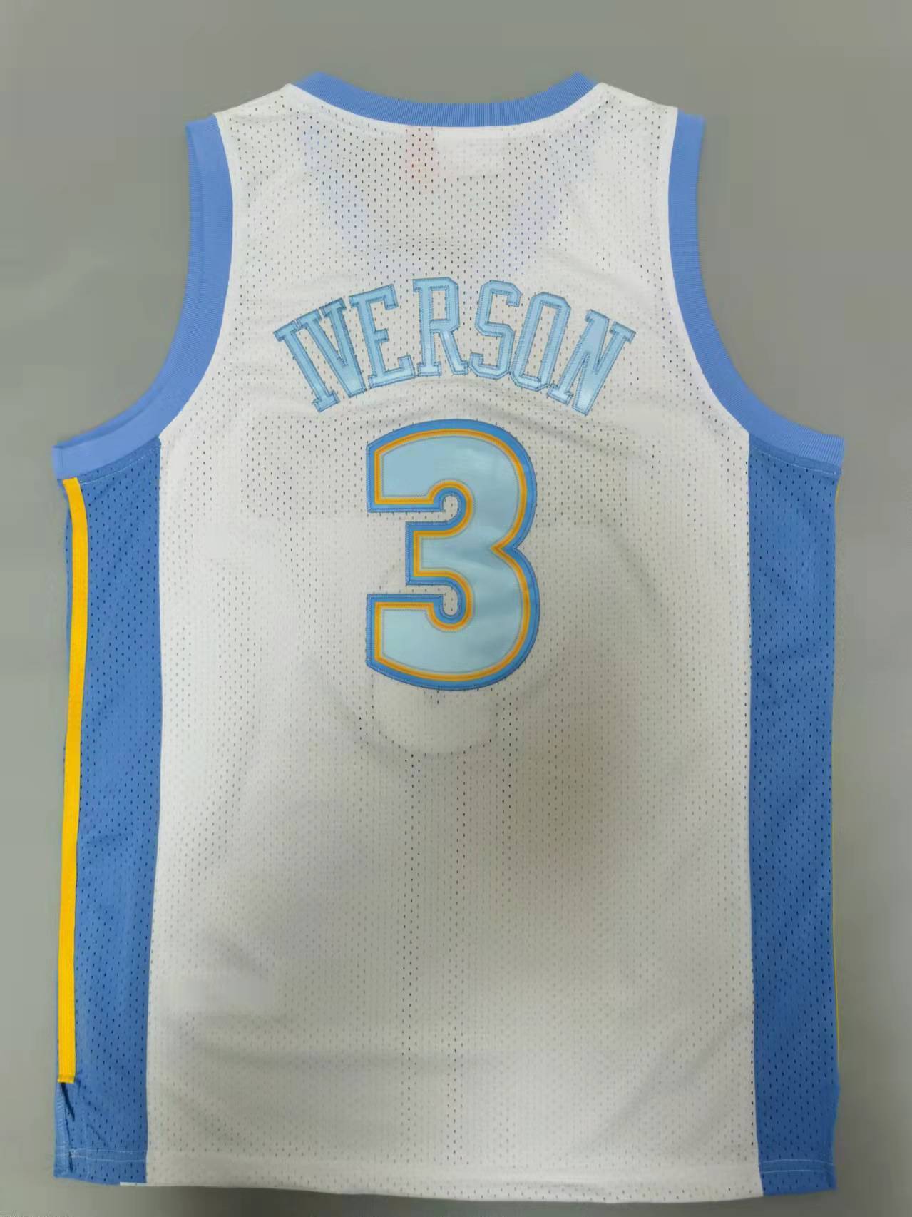 Denver Nuggets #3 Iverson throwback jersey white Style 2 Basketball Jersey basketball jersey product view 1