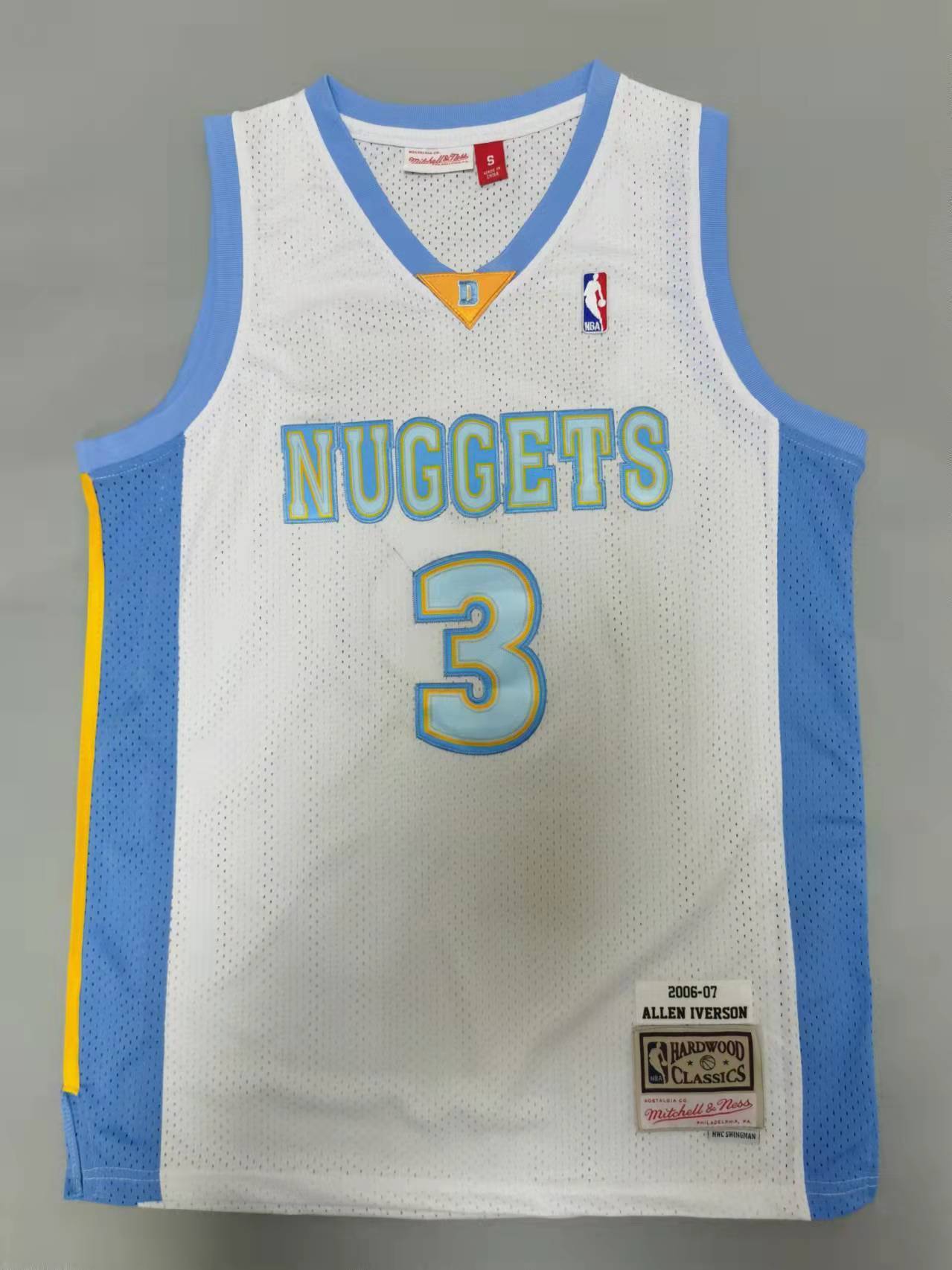 Denver Nuggets #3 Iverson throwback jersey white Style 4 Basketball Jersey basketball jersey product view 1