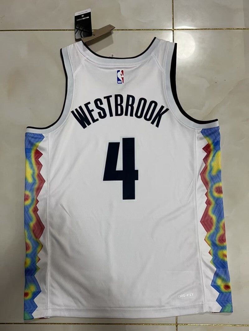 Denver Nuggets #4 Russell Westbrook 25 Nuggets City White Style 1 Basketball Jersey basketball jersey product view 1