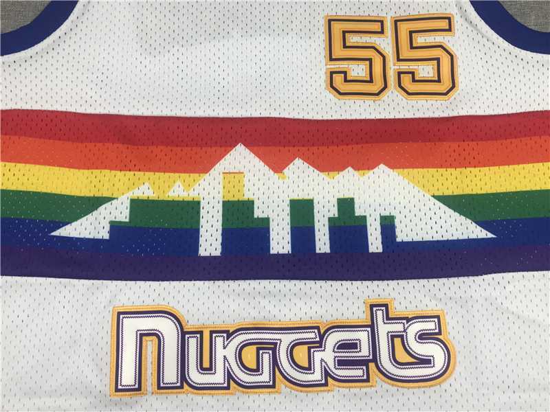 Denver Nuggets #55 Dikembe Mutombo Nuggets 55 Retro White Edition Style 2 Basketball Jersey basketball jersey product view 1