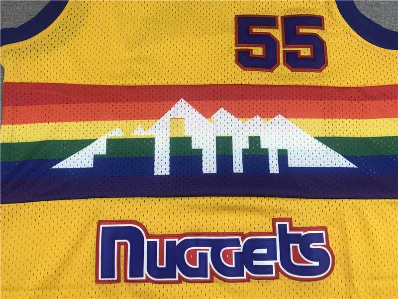 Denver Nuggets #55 Dikembe Mutombo Nuggets 55 Retro Yellow Edition Style 2 Basketball Jersey basketball jersey product view 1