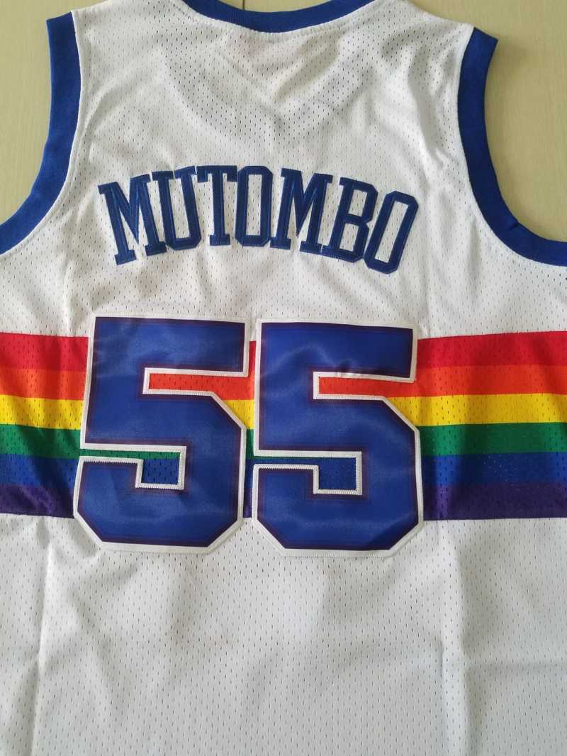 Denver Nuggets #55 Dikembe Mutombo Nuggets 55 White s-xxl Style 2 Basketball Jersey basketball jersey product view 1