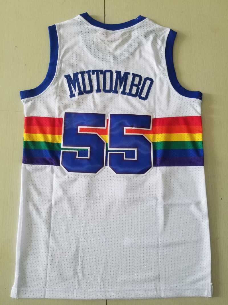 Denver Nuggets #55 Dikembe Mutombo Nuggets 55 White s-xxl Style 5 Basketball Jersey basketball jersey product view 1