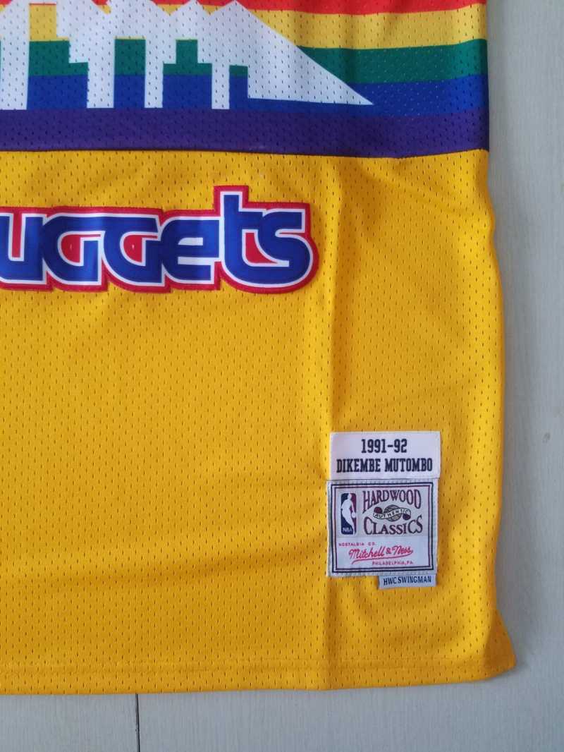 Denver Nuggets #55 Dikembe Mutombo Nuggets 55 Yellow s-xxl Style 1 Basketball Jersey basketball jersey product view 1