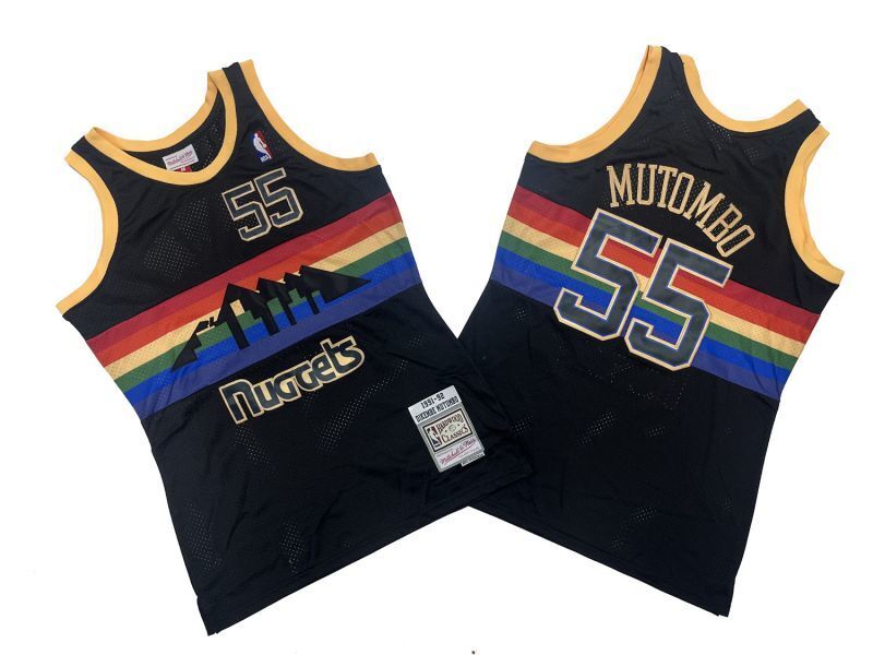 Denver Nuggets #55 Dikembe Mutombo Nuggets 55 # Black 91-92 Season Mitchell Retro Jersey -- Dikembe . Mutombo Style 1 basketball jersey product view 1