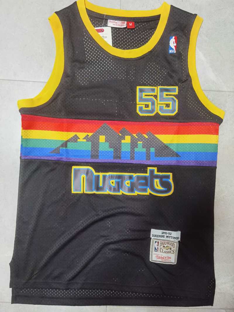 Denver Nuggets #55 Dikembe Mutombo Nuggets 55 # Black Retro Edition Jersey Style 2 Basketball Jersey basketball jersey product view 1