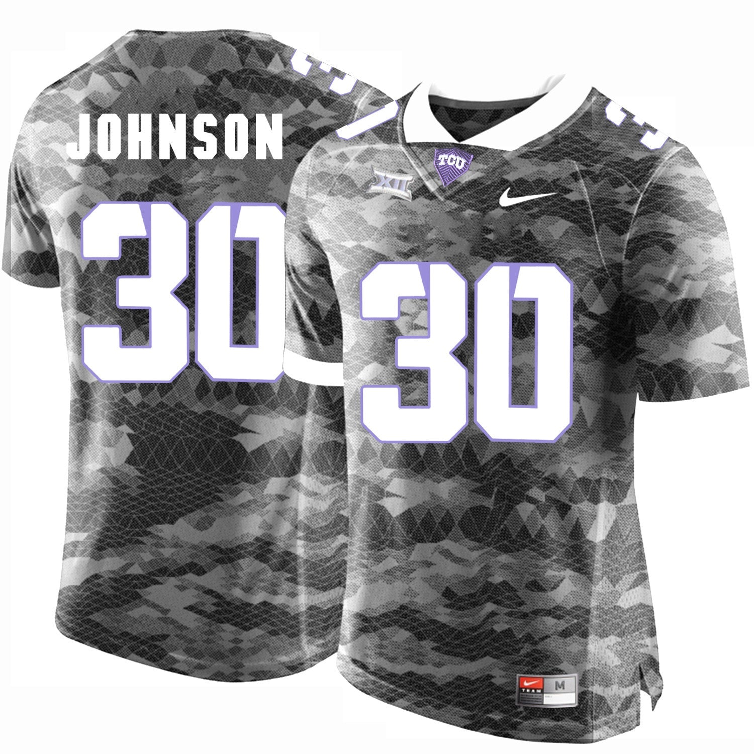 Denzel Johnson 30 Grey College Football Jersey football jersey product view 1