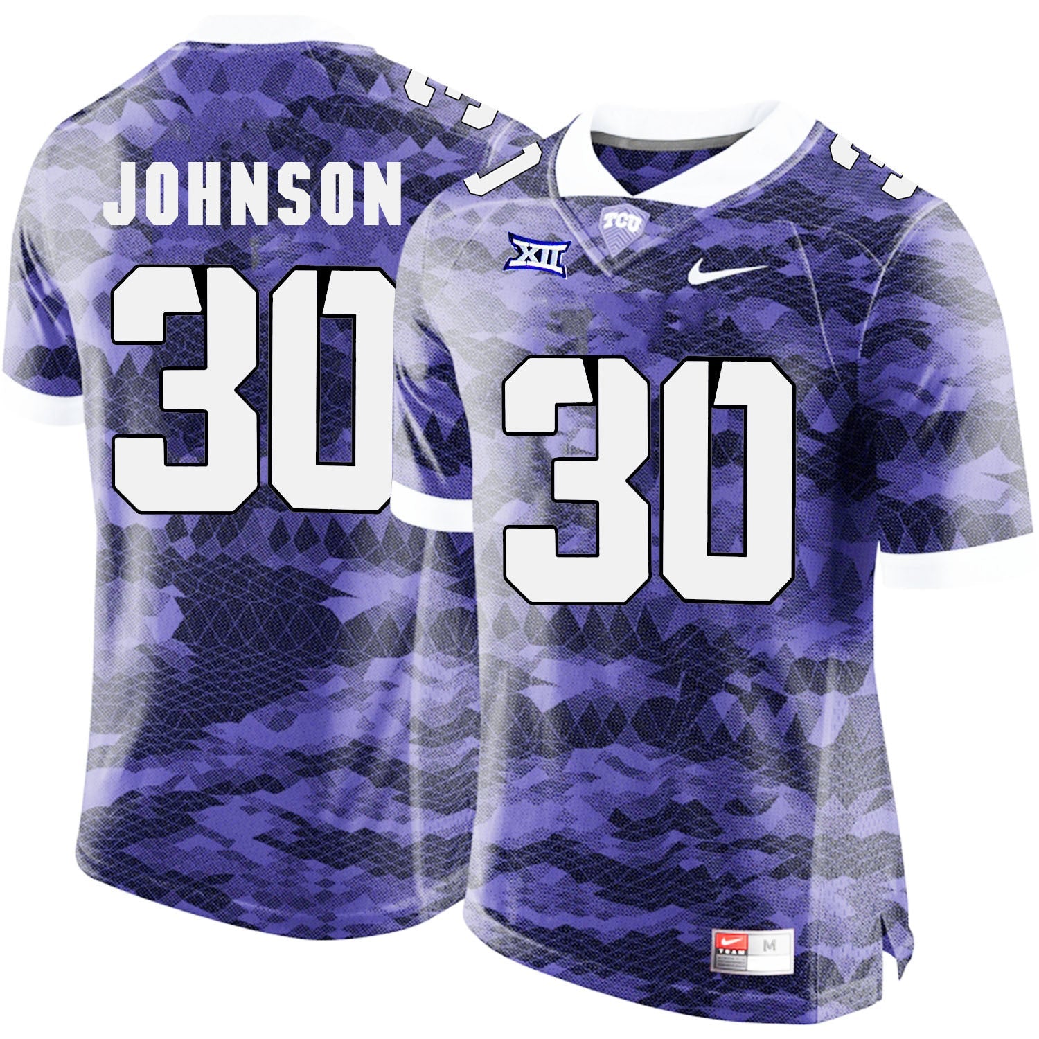 Denzel Johnson 30 Purple College Football Jersey football jersey product view 1