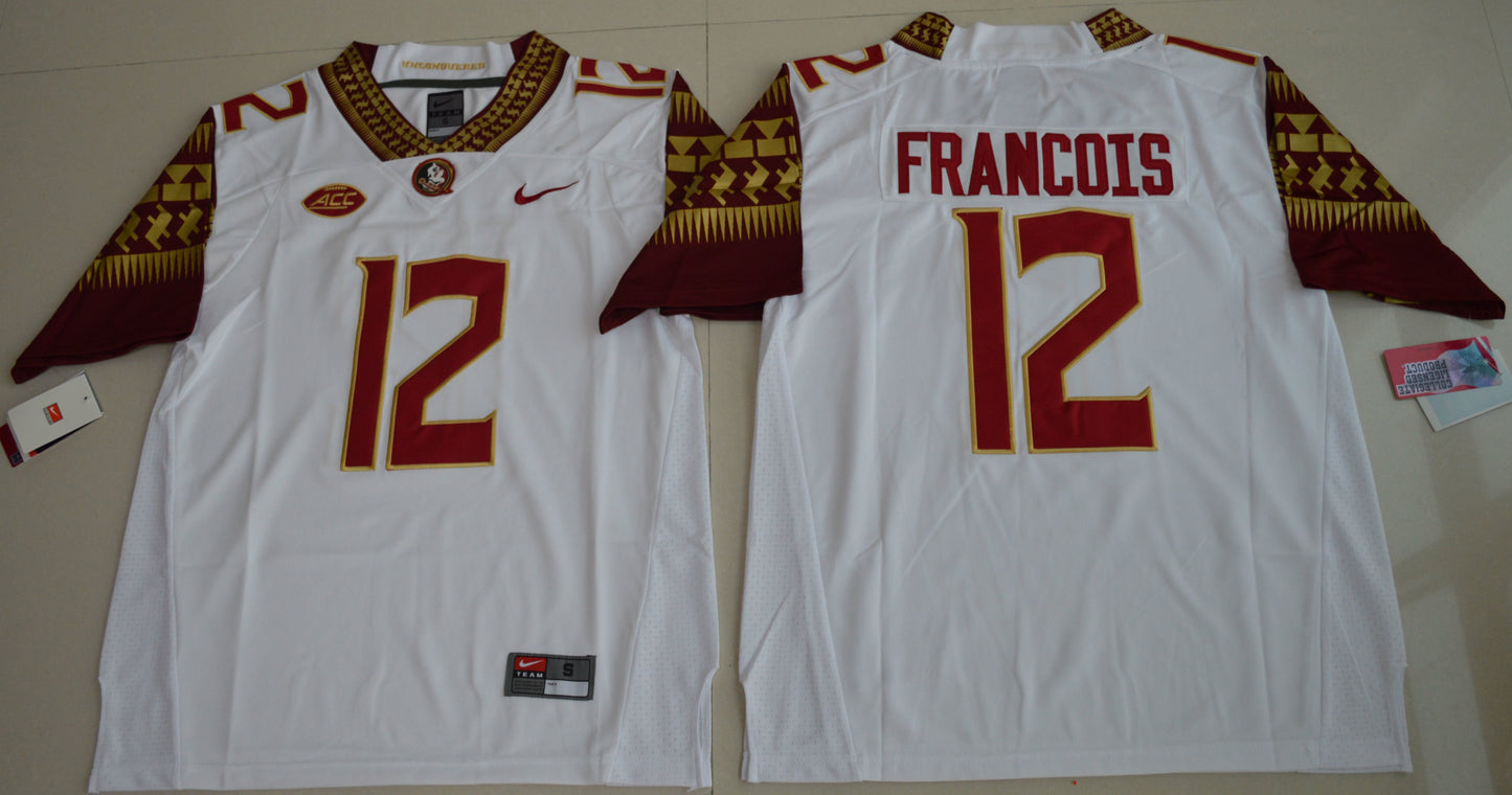 Deondre Francois 12 White 16 College Football Jersey football jersey product view 1