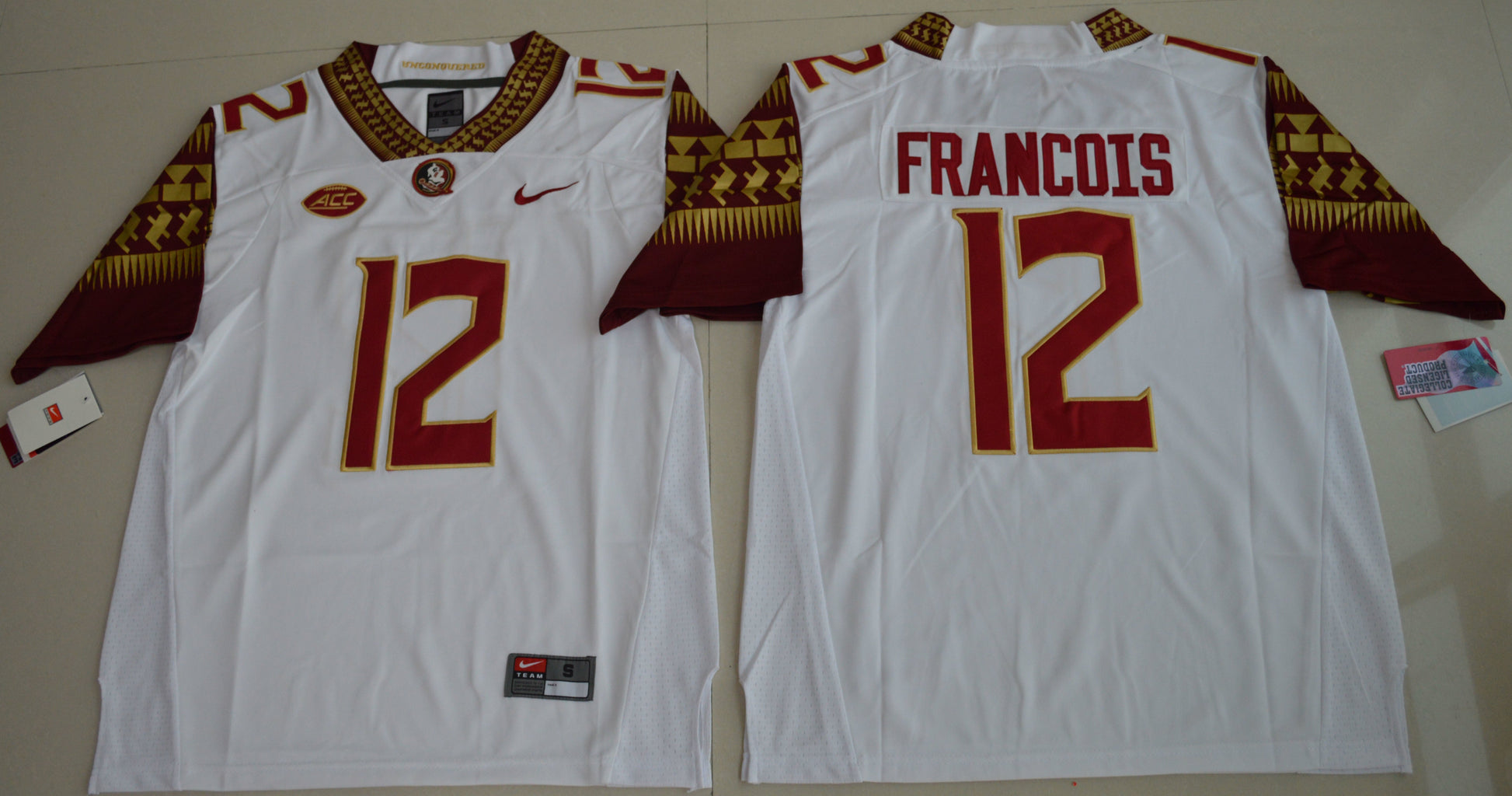 Deondre Francois 12 White 16 College Football Jersey football jersey product view 1