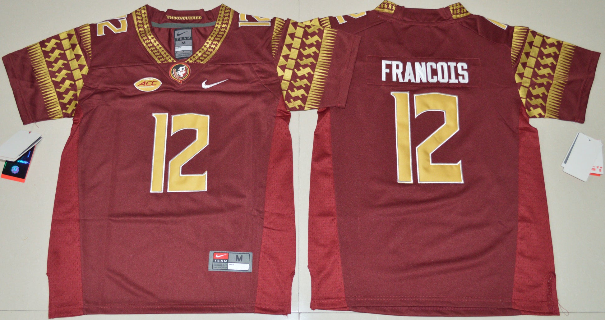 Deondre Francois 12 Youth Burgundy College Football Jersey football jersey product view 1