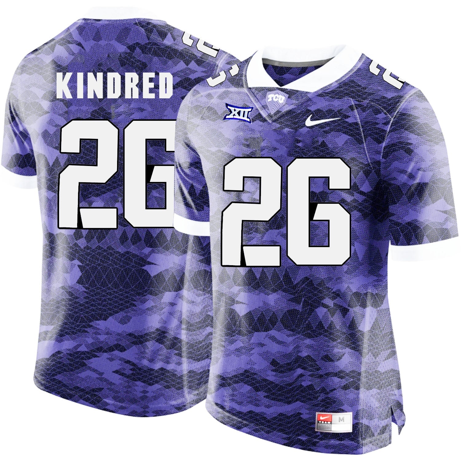 Derrick Kindred 26 Purple College Football Jersey football jersey product view 1