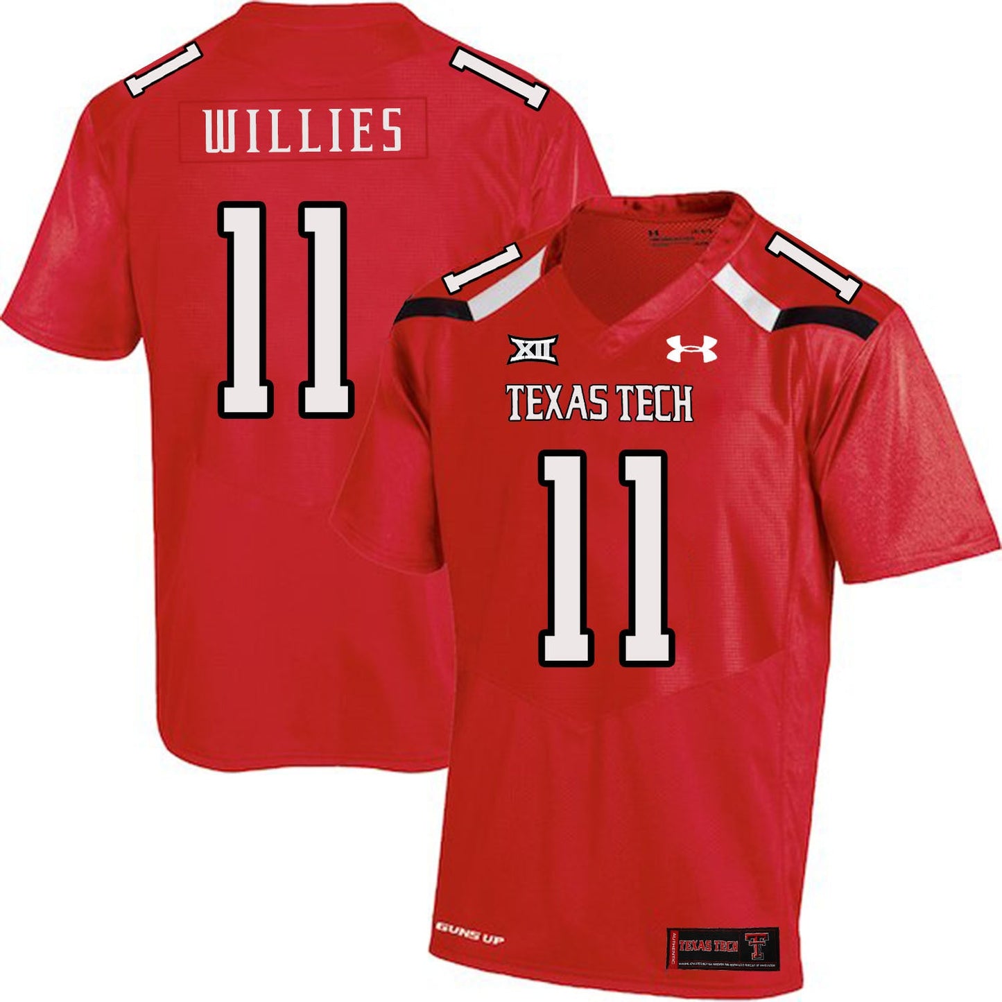 Derrick Willies 11 Red College Football Jersey football jersey product view 1
