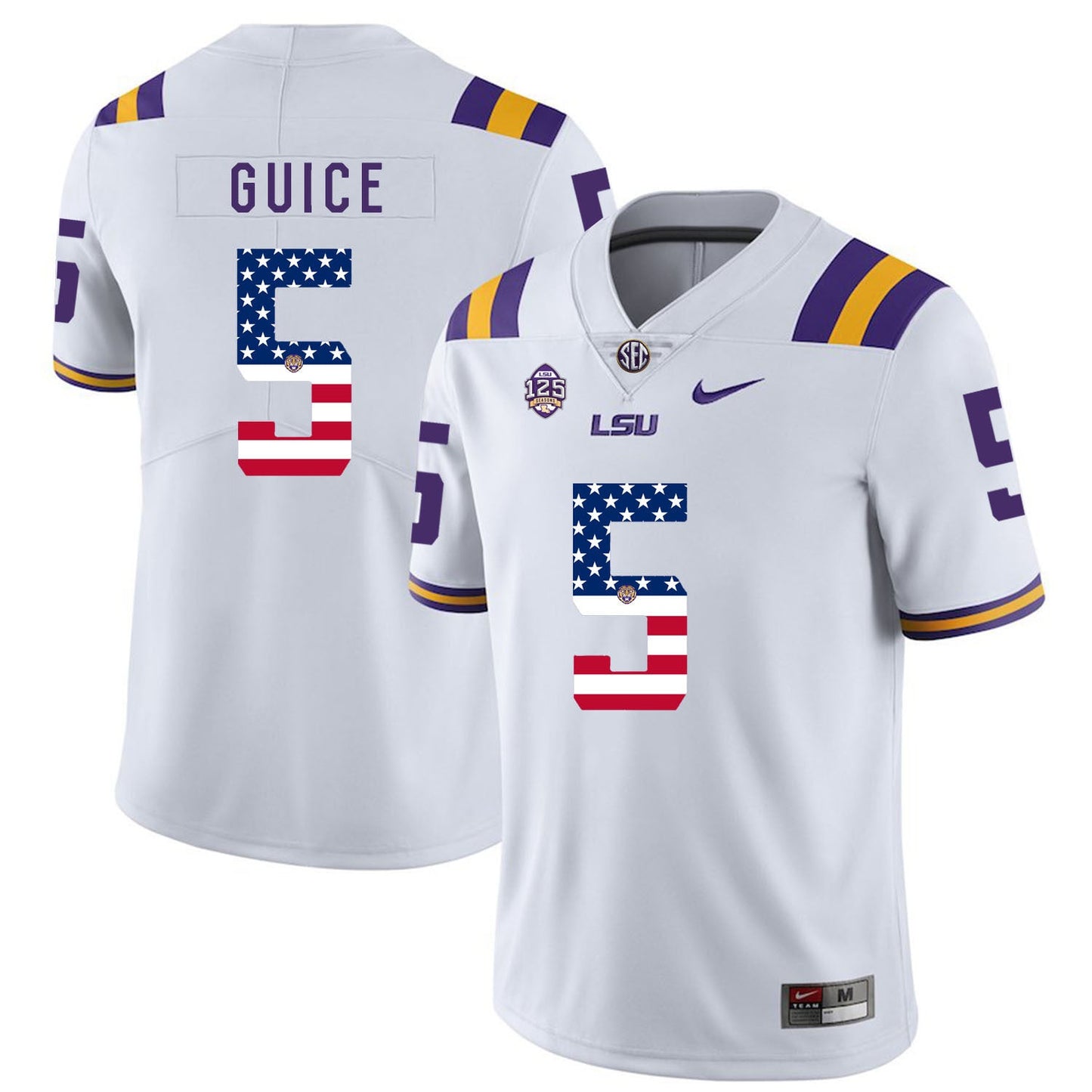 Derrius Guice 5 White College Football Jersey football jersey product view 1