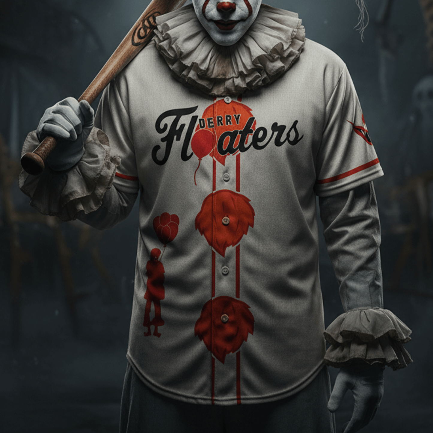 Derry Floaters Pennywise Baseball Jersey baseball jersey product view 4