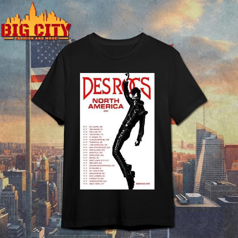 Des Rocs North America 2026 Tour Shirt Unisex T-shirt, Sweatshirt, Hoodie, Long Sleeve Tee - T-Shirt, Sweatshirt, Hoodie