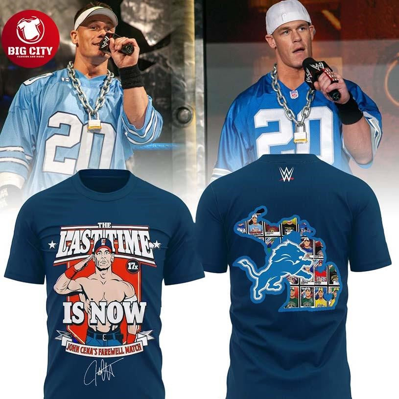 Detroit Lions John Cena Farewell Match The Lastime 2025 Two Sided Shirt Unisex T-shirt, Sweatshirt, Hoodie, Long Sleeve Tee - T-Shirt, Sweatshirt, Hoodie