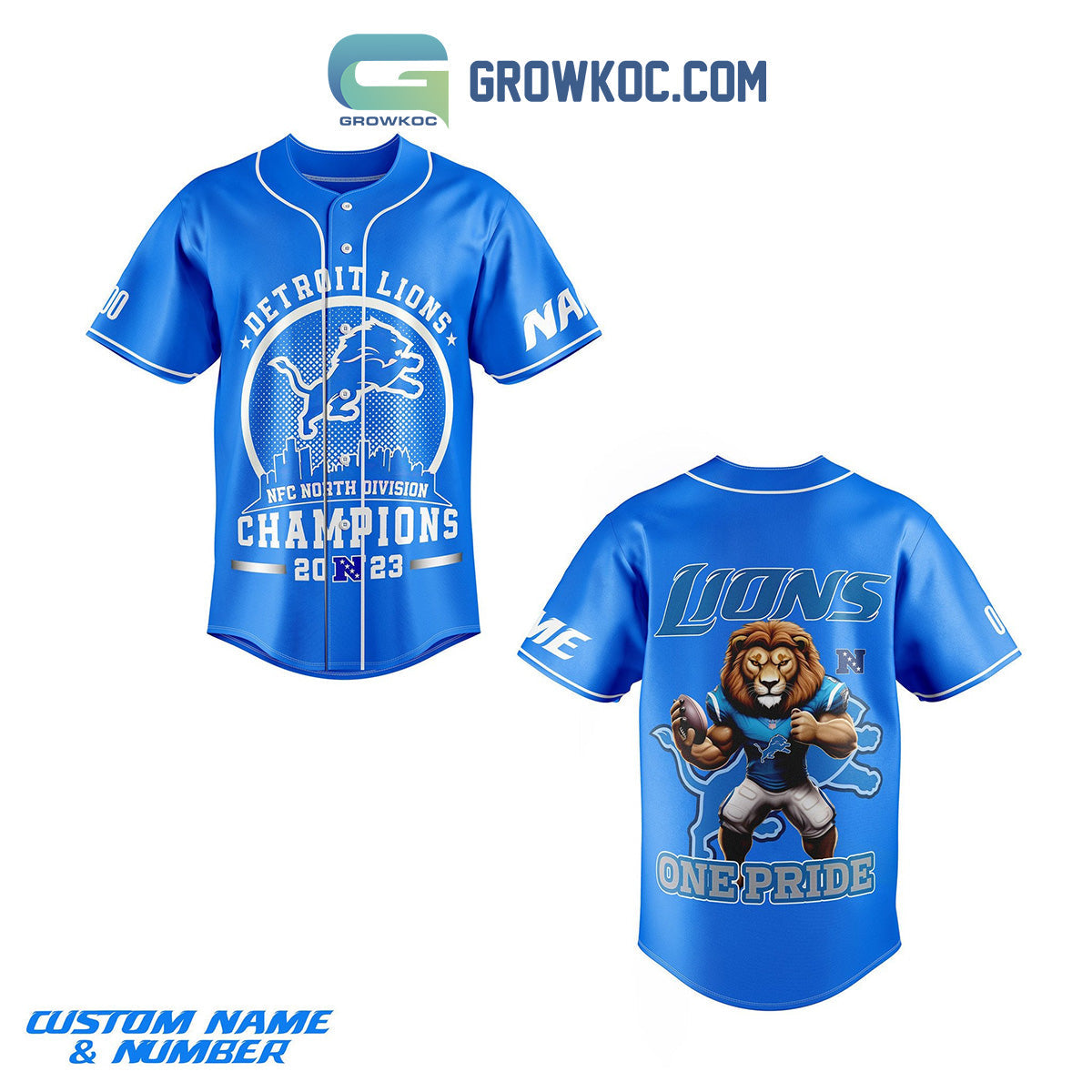 Detroit Lions NFC North Champs 2023 Pride Personalized Baseball Jersey baseball jersey product view 1
