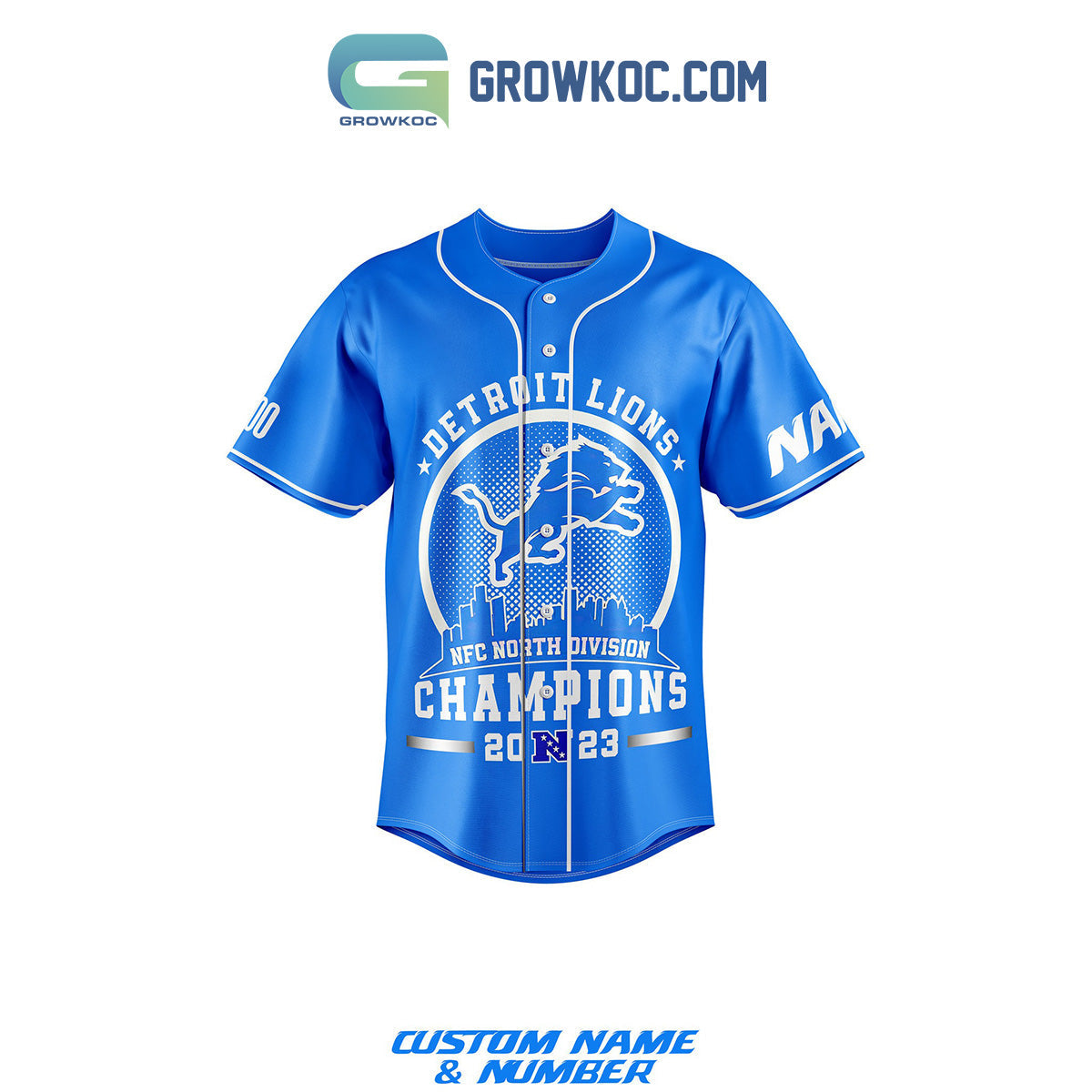 Detroit Lions NFC North Champs 2023 Pride Personalized Baseball Jersey baseball jersey product view 2