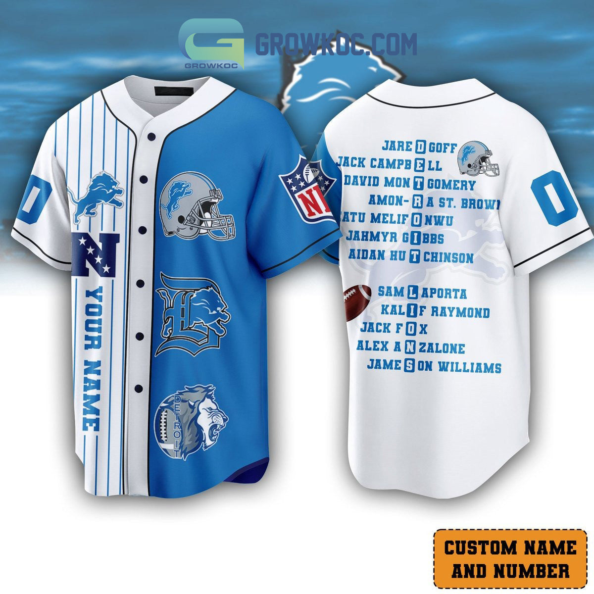 Detroit Lions The Champions Team Personalized Baseball Jersey baseball jersey product view 1
