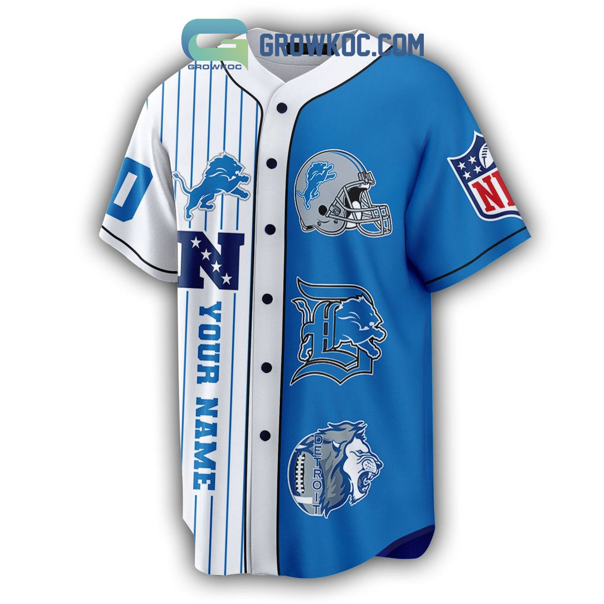 Detroit Lions The Champions Team Personalized Baseball Jersey baseball jersey product view 3