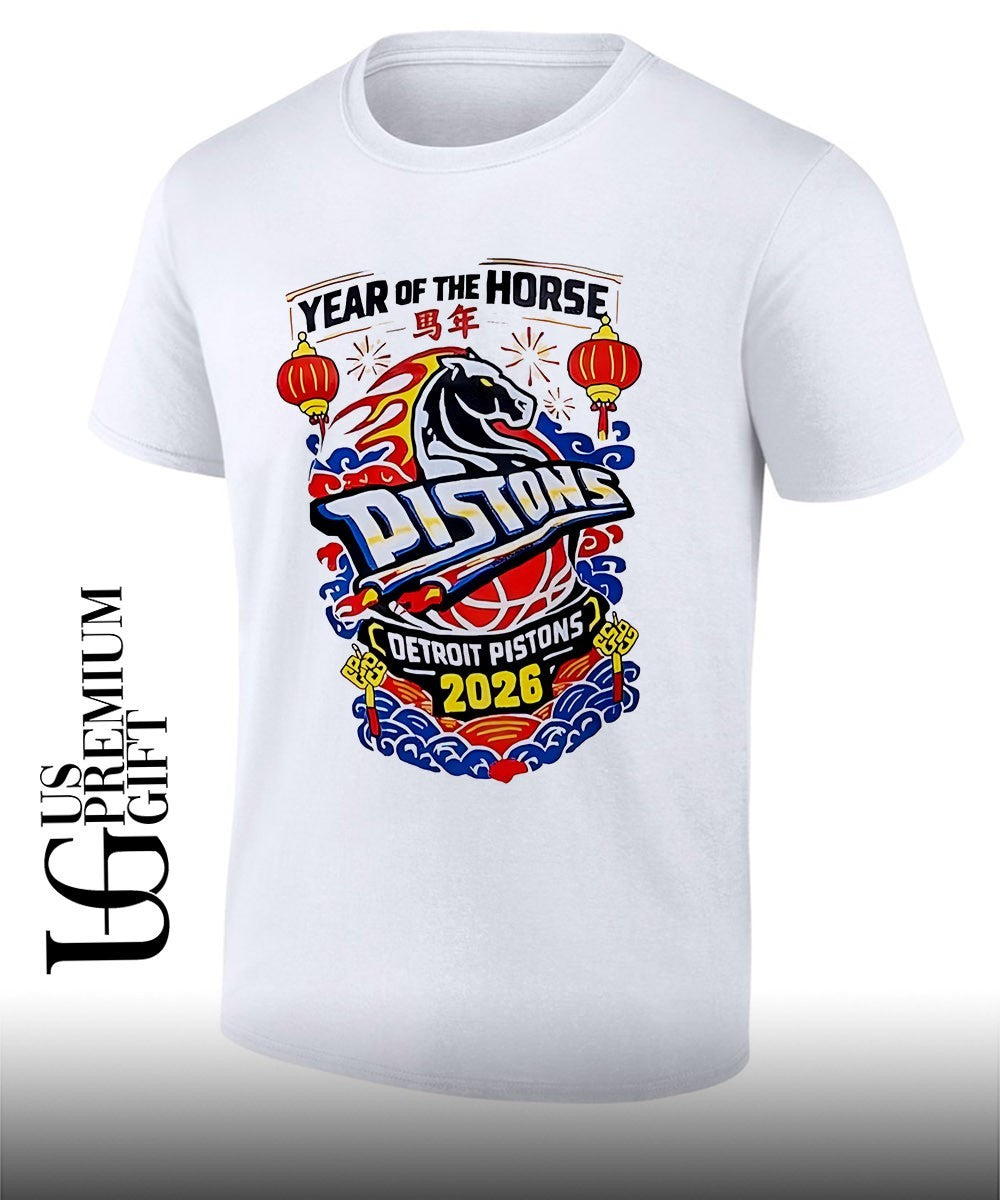 Detroit Pistons Year Of The Horse 2026 shirt Unisex T-shirt, Sweatshirt, Hoodie, Long Sleeve Tee - T-Shirt, Sweatshirt, Hoodie