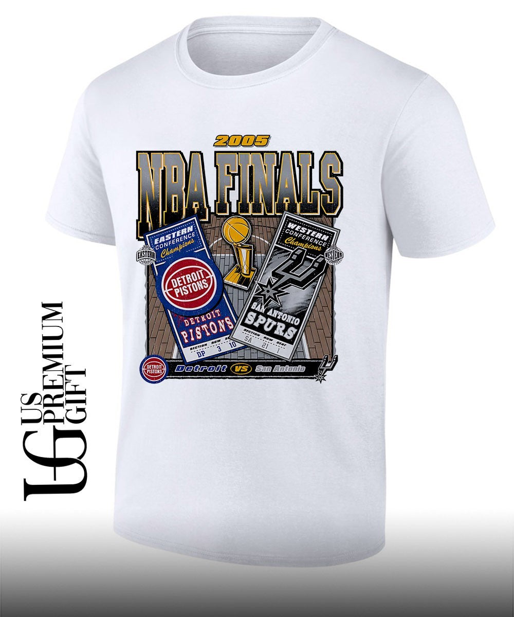 Detroit Pistons vs San Antonio Spurs 2005 NBA Finals dueling vintage shirt Unisex T-shirt, Sweatshirt, Hoodie, Long Sleeve Tee - T-Shirt, Sweatshirt, Hoodie