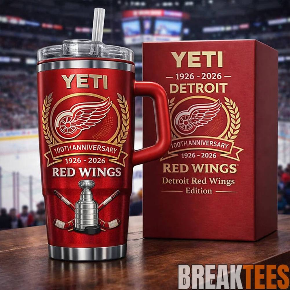 Detroit Red Wings 100th Anniversary Stanley YETI Tumbler Unisex T-shirt, Sweatshirt, Hoodie, Long Sleeve Tee - T-Shirt, Sweatshirt, Hoodie